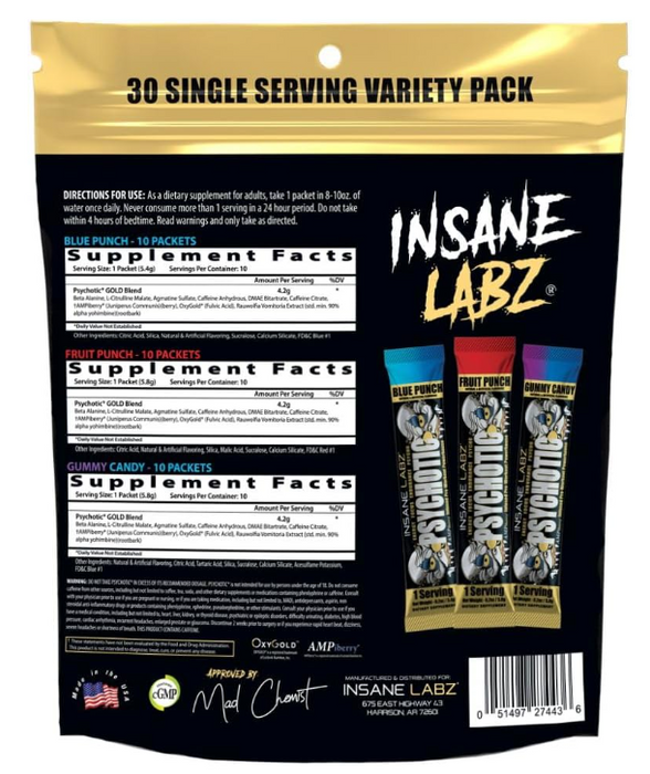 Insane Labz Psychotic Gold Stickpack Variety Bag