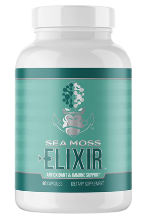 Gorilla Mind Sea Moss bottle containing Irish sea moss, bladderwrack, and burdock root capsules to support daily wellness and mineral intake.