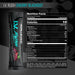 Close-up of the Gorilla Mind I.V. Rush supplement Cherry Blackout facts label showing electrolyte content, ingredients, and serving information.