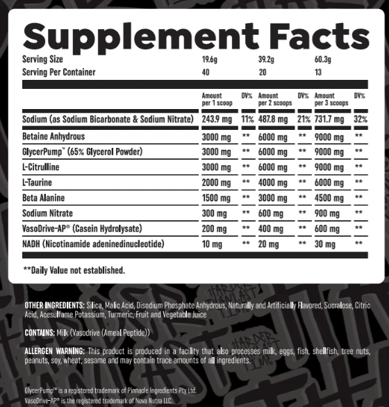HTLT Pre Pump 2.0 Supplement Facts, Ingredients, and Nutrition Information 40 Servings Freeze Pop