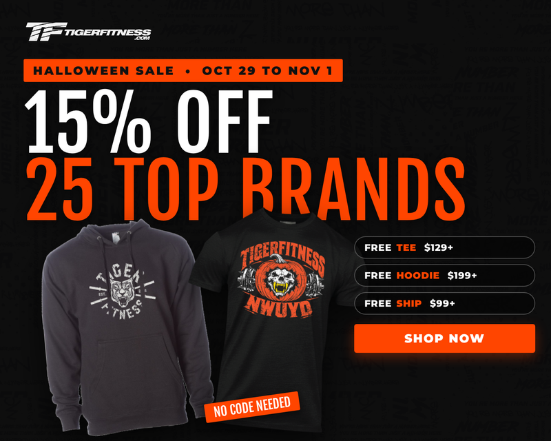 Tiger Fitness Halloween Sale 15% off 25 top brands