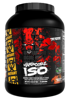 Mutant Hardcore ISO 5 lb whey protein isolate powder Peanut Butter Chocolate providing premium fast digesting protein to support muscle recovery and lean muscle development.