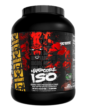 Mutant Hardcore ISO 5 lb whey protein isolate powder Triple Chocolate providing premium fast digesting protein to support muscle recovery and lean muscle development.