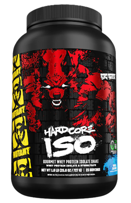 Mutant Hardcore ISO 1.6 lb whey protein isolate powder Vanilla featuring high quality protein for lean muscle growth, recovery, and fast absorption.