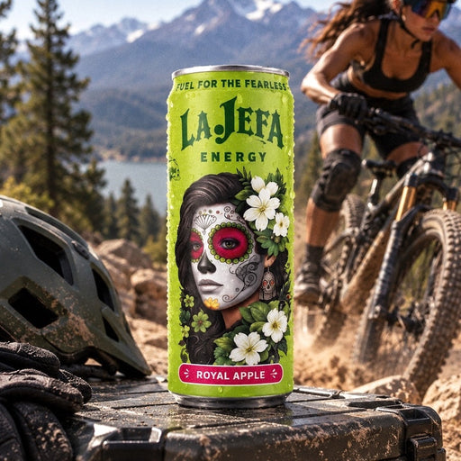 La Jefa Energy Drink Royal Apple 12 oz can
