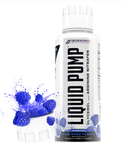Muscle pump supplement liquid formula by Cutler Nutrition for enhanced blood flow Blue Razz