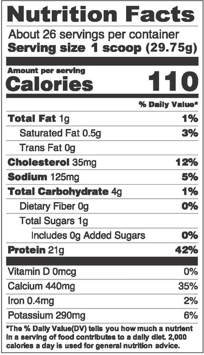 Beverly Muscle Provider Vanilla nutrition facts panel