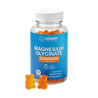 BUHEALTH Magnesium Glycinate Gummies (Orange Flavor), 1600mg