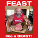 MuscleMeds Feast Mode digestive support supplement with "FEAST like a BEAST" lifestyle graphic.