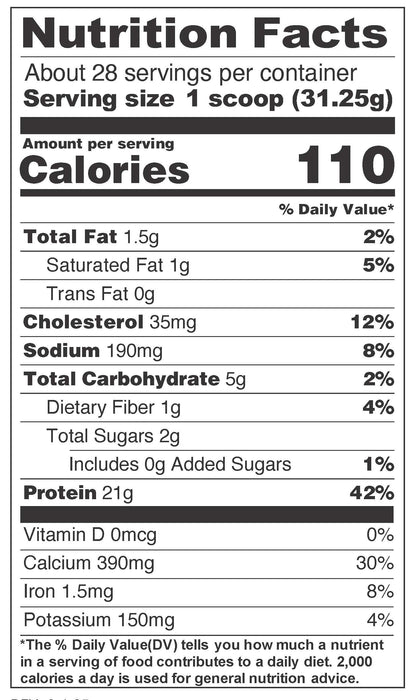 Beverly Muscle Provider Chocolate nutrition facts panel