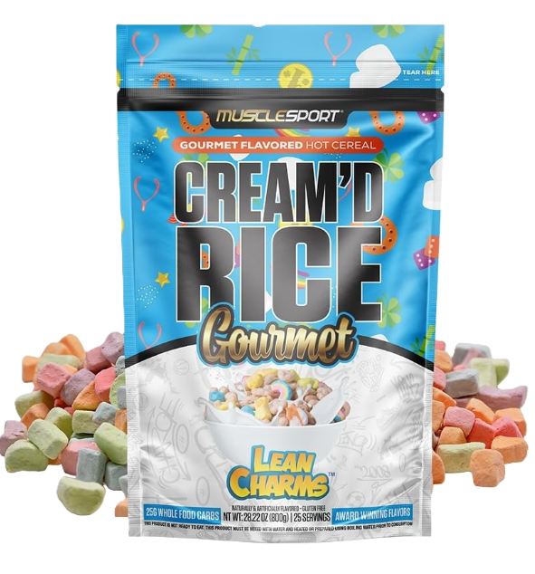 MuscleSport Cream'd Rice Gourmet Lean Charm cream of rice hot cereal front label 25 Servings 