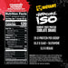 Back label of Mutant Hardcore ISO 1.6 lb whey protein isolate Strawberry Milkshake showing the Supplement Facts panel, ingredients, directions for use, and nutritional information.