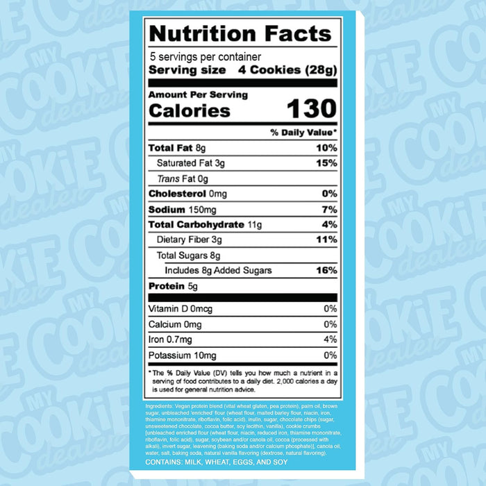 My Cookie Dealer Crunchy Bite-Sized Protein Cookies Mik & Cookies nutrition facts, ingredients, and directions
