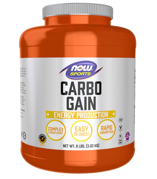NOW Sports Carbo Gain maltodextrin carbohydrate powder energy supplement container front label