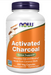 NOW Foods Activated Charcoal 200 mg Veg Capsules bottle front label