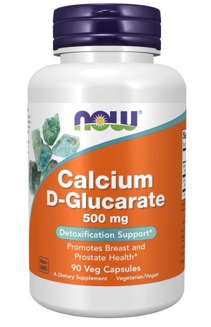 NOW Foods Calcium D-Glucarate 500 mg 90 Veg Capsules detoxification support supplement bottle front label