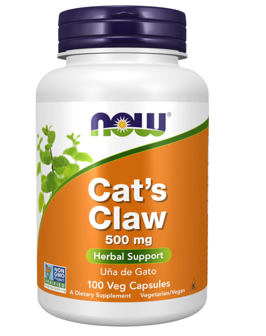 NOW Foods Cat’s Claw 500 mg vegetarian capsules bottle front label 1000 Veg Capsules