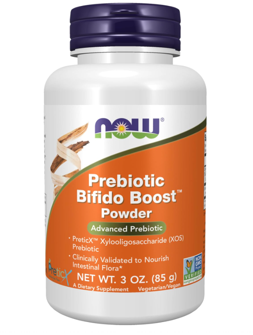 NOW Foods Prebiotic Bifido Boost powder container front label 3 oz