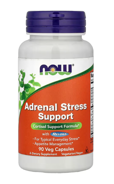 NOW Foods Adrenal Stress Support herbal stress support supplement bottle 90 veg capsules