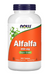 NOW Foods Alfalfa 650 mg 500 tablets green superfood capsules bottle front label.