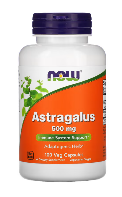 NOW Foods Astragalus 500 mg veg capsules bottle front label