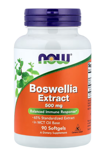 NOW Foods Boswellia Extract 500 mg veg capsules bottle front label