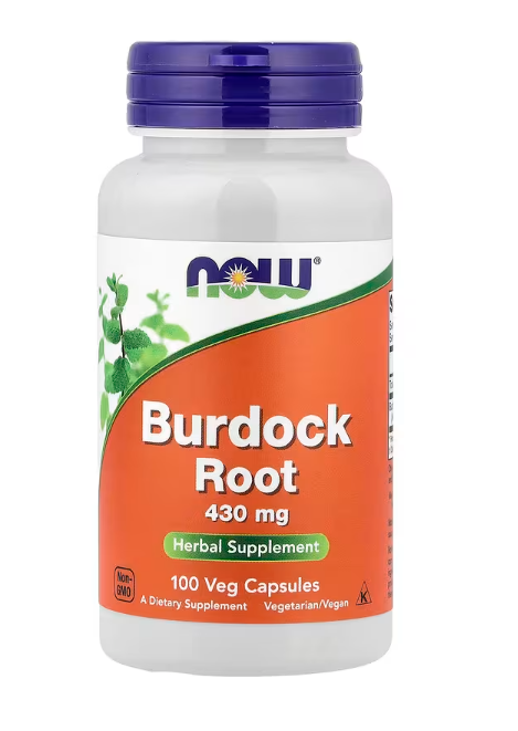 NOW Foods Burdock Root 430 mg 100 veg capsules bottle front label