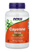 NOW Foods Cayenne 500 mg, 100 Veg Capsules supplement facts label