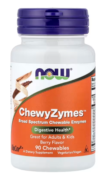 NOW Foods ChewyZymes Berry chewable digestive enzyme bottle 90 Chewables