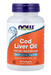 NOW Foods Cod Liver Oil 1,000 mg Extra Strength 90 softgels with vitamins A & D-3 bottle front label.