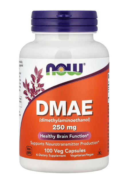 NOW Foods DMAE 250 mg (Dimethylaminoethanol) dietary supplement, 100 veg capsules, supports healthy brain function