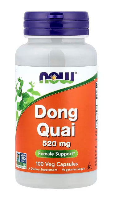 NOW Foods Dong Quai 520 mg vegetarian capsules bottle front label 100ct