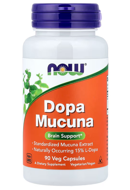 NOW Foods Dopa Mucuna 90 veg capsules bottle front label