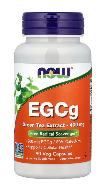 NOW Foods EGCg Green Tea Extract 400 mg 90 veg capsules antioxidant supplement bottle front label