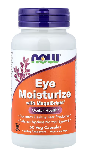 NOW Foods Eye Moisturize with MaquiBright 60 vegetarian capsules bottle front label