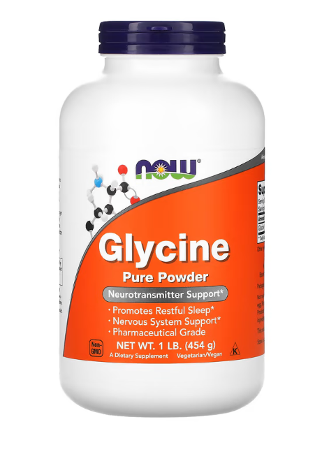 NOW Foods Glycine Pure Powder amino acid supplement unflavored powder jar