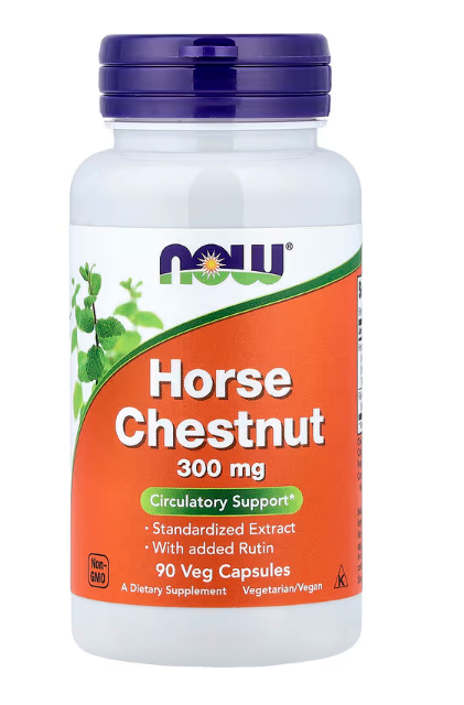 NOW Foods Horse Chestnut with Added Rutin bottle front label herbal supplement capsules