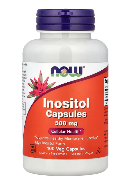 NOW Foods Inositol 500 mg capsules cellular and nervous system support bottle 100 veg capsules