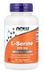 NOW Supplements L-Serine 500 mg 120 Veg Capsules bottle front label for nervous system health support