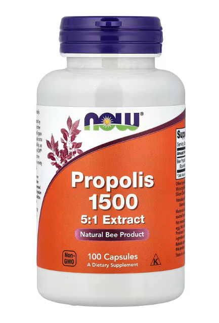 NOW Foods Propolis 1500 mg 5 to 1 concentrate natural bee product supplement front label
