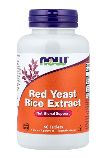 NOW Foods Red Yeast Rice Extract 60 tablets bottle front label