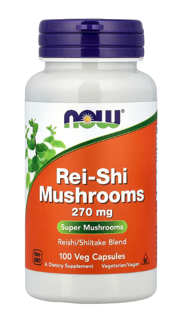 NOW Foods Rei-Shi Mushrooms 270 mg, 100 Veg Capsules immune and wellness support supplement