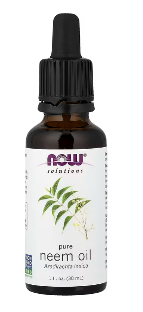 NOW Solutions Pure Neem Oil 1 fl oz 30 mL 100 percent pure Azadirachta indica seed oil front label
