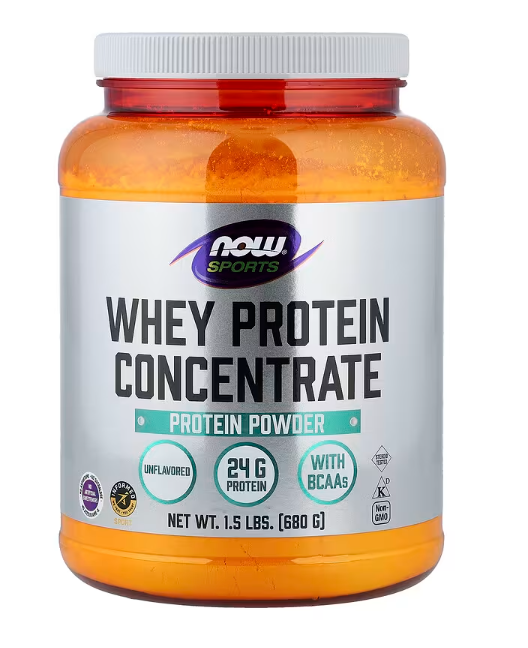 NOW Sports Whey Protein Concentrate unflavored front container 1.5 lb protein powder