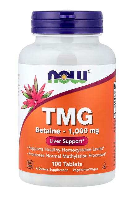 NOW Foods TMG 1,000 mg veg capsules bottle front label