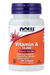 NOW Foods Vitamin A 10,000 IU 3,000 mcg softgels bottle front label immune and eye health supplement.
