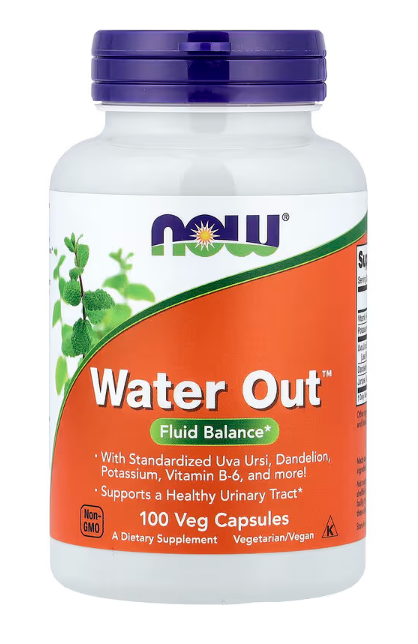 NOW Foods Water Out herbal supplement for water balance and occasional bloating support bottle 100 veg capsules