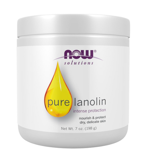 NOW Solutions Pure Lanolin 7 oz thick jelly skin protectant for rough dry skin front label