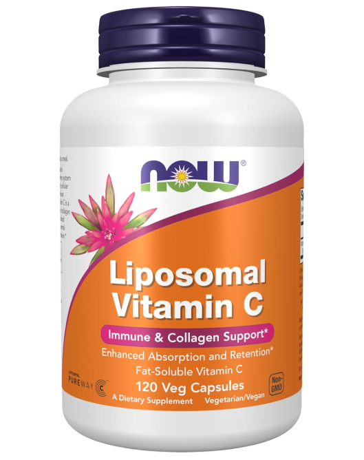NOW Supplements Liposomal Vitamin C immune and collagen support supplement bottle front label