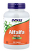 NOW Foods Alfalfa 650 mg 250 tablets green superfood source of vitamin K bottle front label.